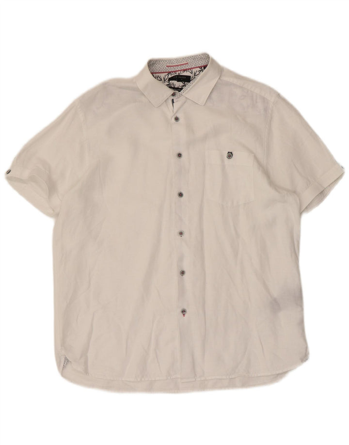 Ted Baker Mens Short Sleeve Shirt Size 5 XL White Cotton