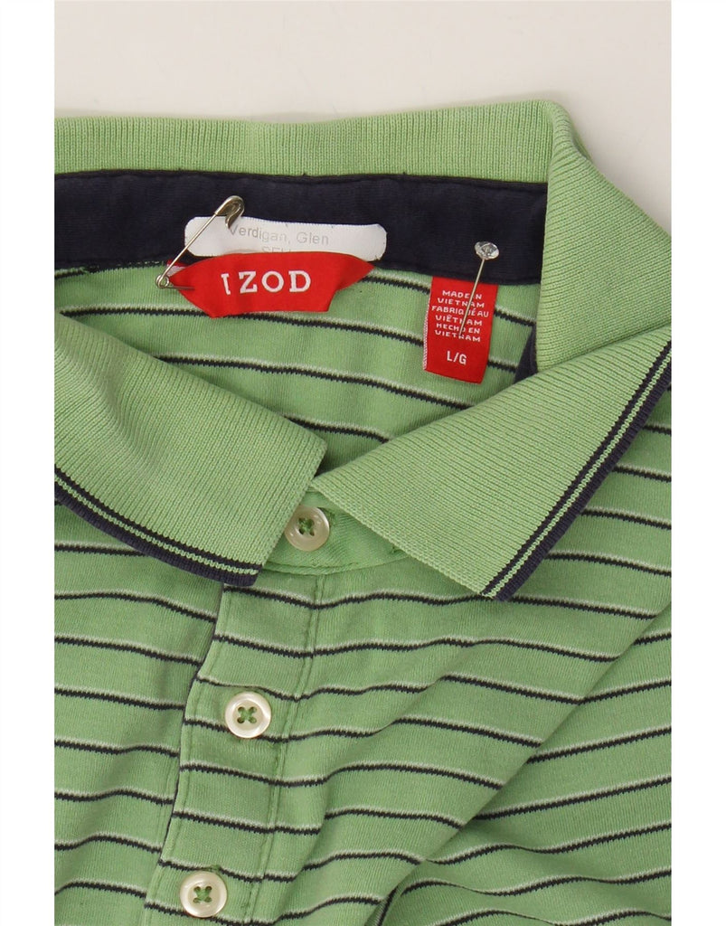 IZOD Mens Polo Shirt Large Green Striped Vintage Izod and Second-Hand Izod from Messina Hembry 