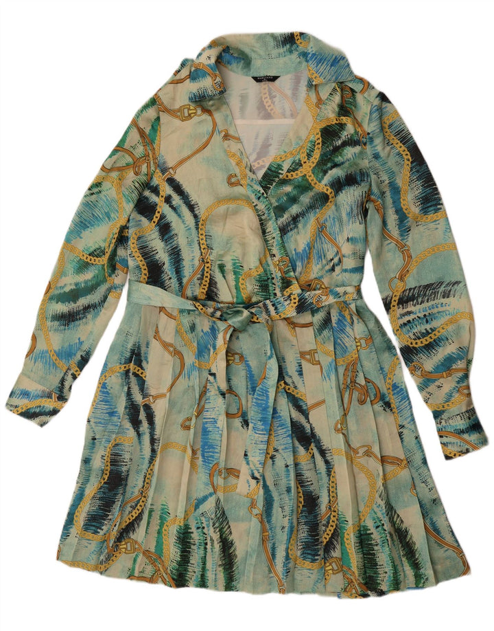 Guess By Marciano Womens Abstract Pattern A-Line Dress US 6 Medium Blue