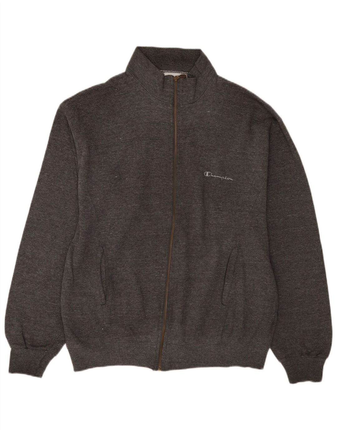 Champion Mens Tracksuit Top Jacket Large Grey Flecked Cotton