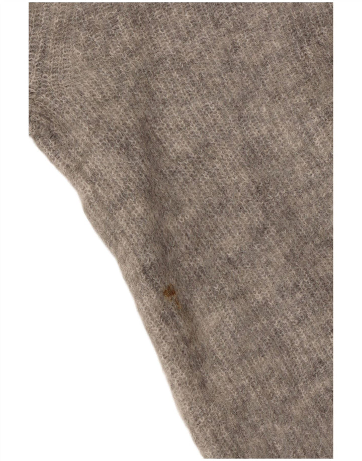 ZARA Womens Crop V-Neck Jumper Sweater UK 14 Medium Grey Flecked