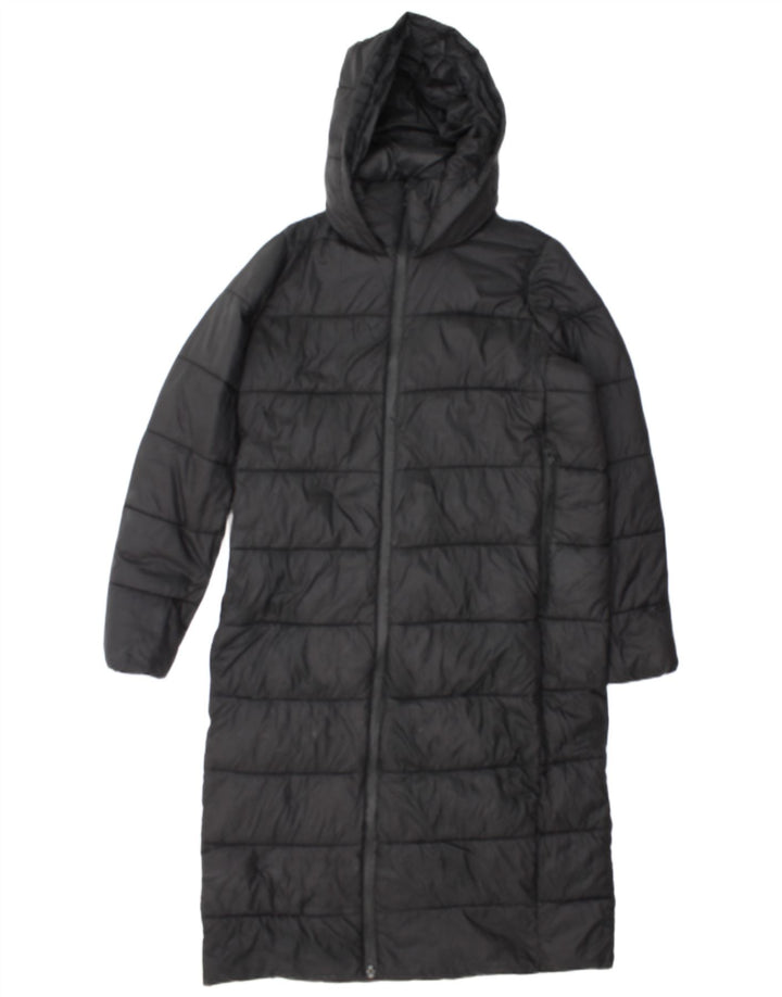Zara Womens Hooded Padded Coat UK 14 Medium Black Nylon