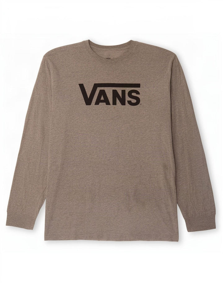 Vans Mens Classic Fit Graphic Top Long Sleeve Large Grey Flecked Cotton