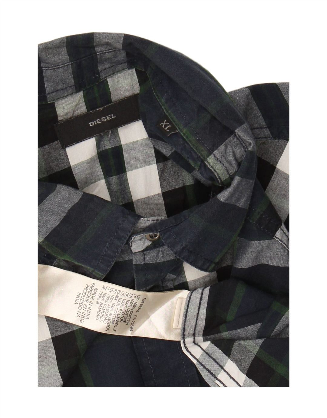 DIESEL Mens Shirt XL Navy Blue Check Cotton