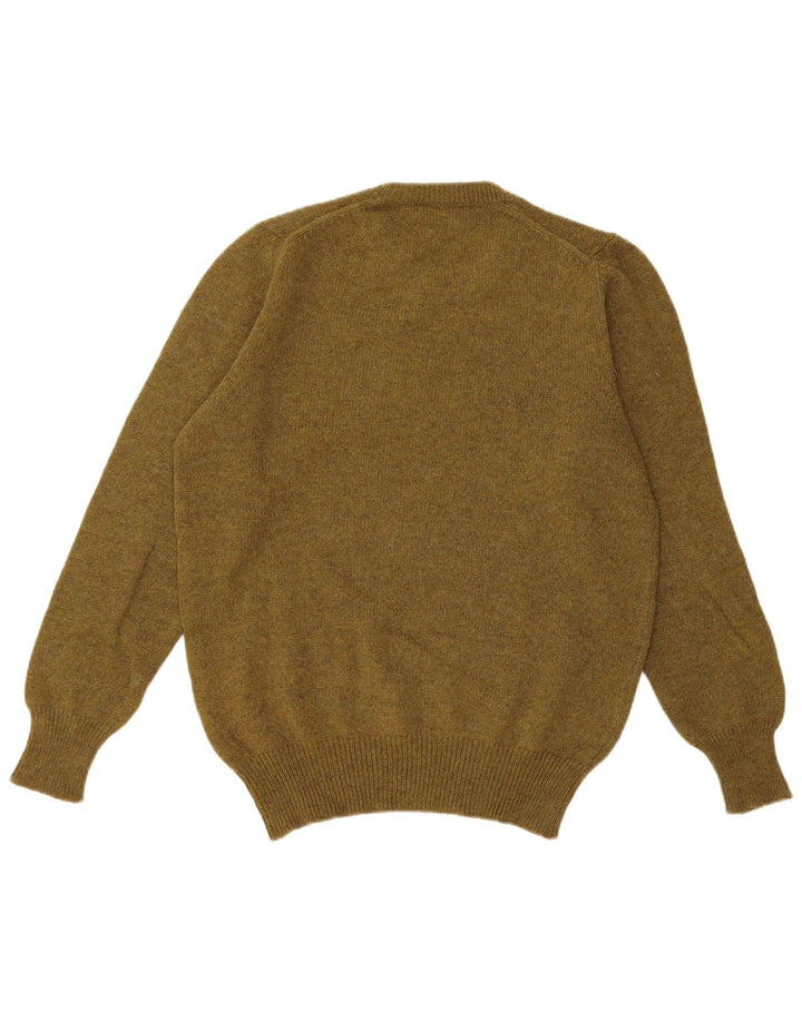 Stefanel Mens Crew Neck Jumper Sweater IT 48 Small Khaki Virgin Wool