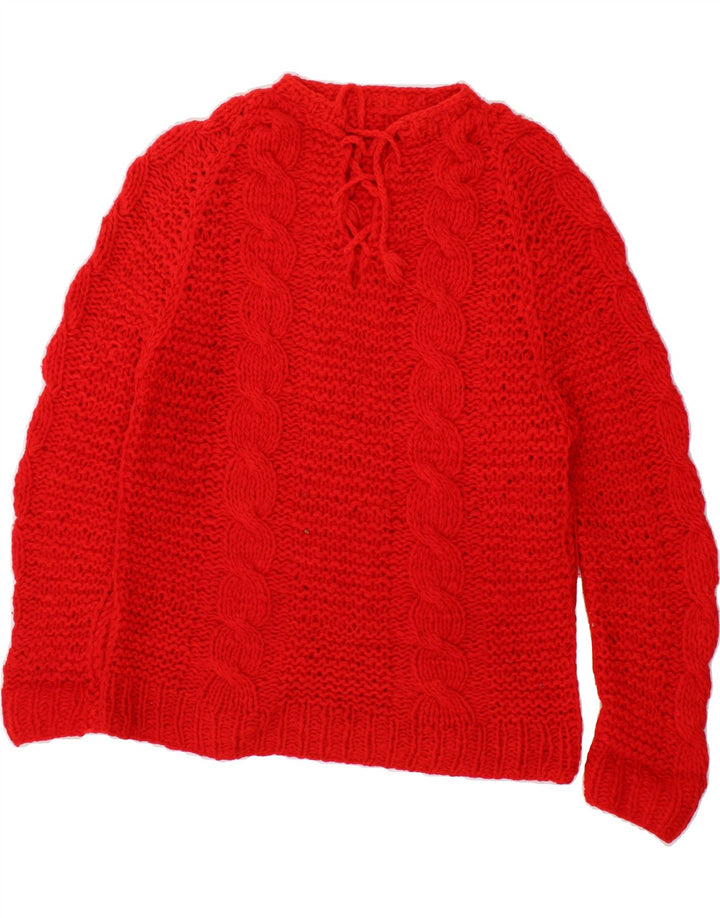 VINTAGE Womens V-Neck Jumper Sweater UK 14 Medium Red Vintage Vintage and Second-Hand Vintage from Messina Hembry 