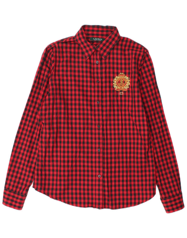 Ralph Lauren Womens Shirt UK 14 Medium Red Gingham Cotton