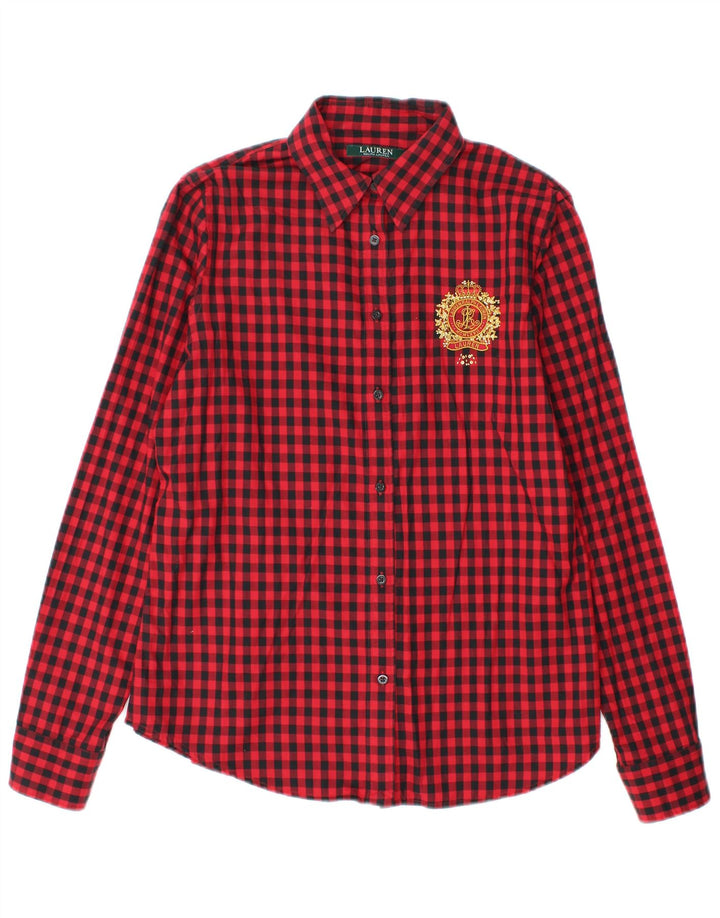 Ralph Lauren Womens Shirt UK 14 Medium Red Gingham Cotton