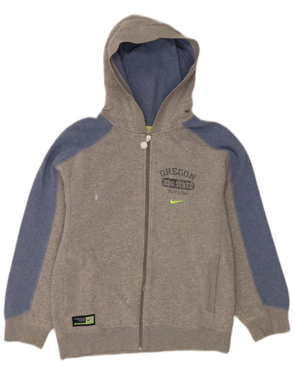Nike Boys Oregon Zip Hoodie Sweater 10-11 Years Medium Grey Colourblock