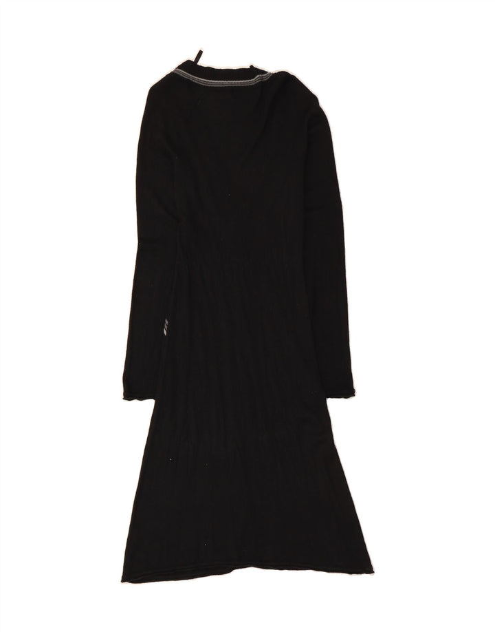 MOSSIMO Womens Long Sleeve Jumper Dress UK 12 Medium Black Striped Nylon Vintage Mossimo and Second-Hand Mossimo from Messina Hembry 