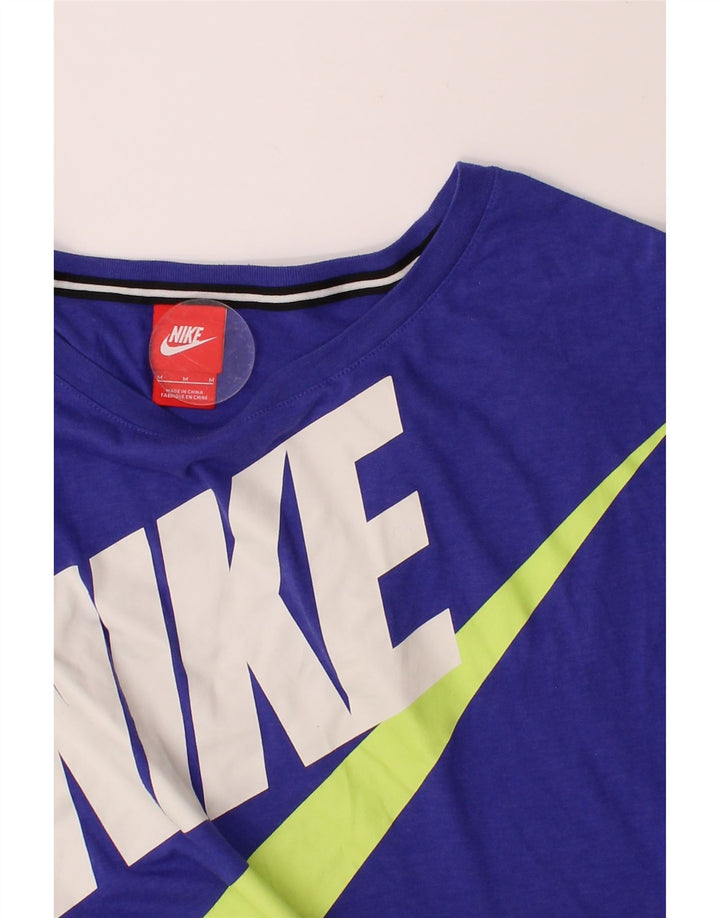 NIKE Womens Oversized Graphic Top Long Sleeve UK 14 Medium Blue Vintage Nike and Second-Hand Nike from Messina Hembry 