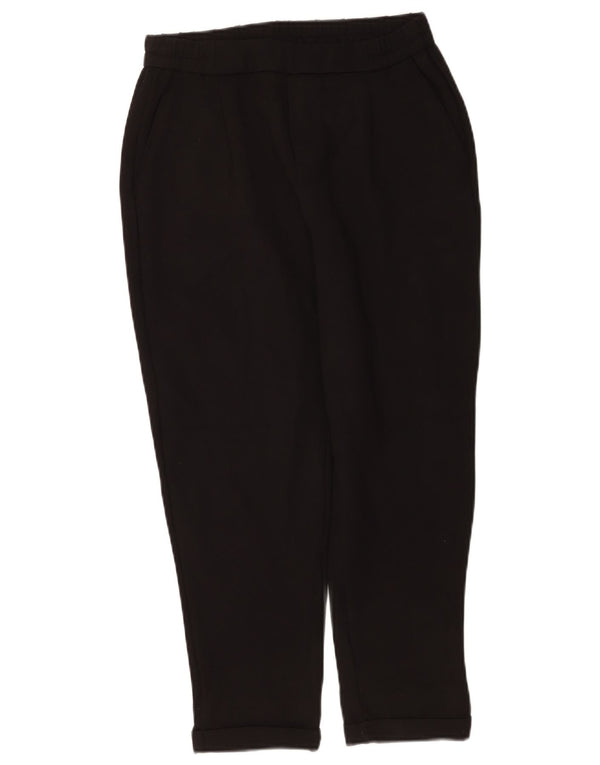 Benetton Womens Tapered Cropped Trousers Small W26 L24 Black Viscose