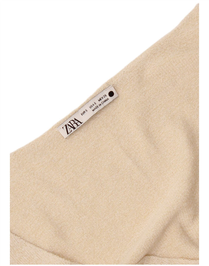 Zara Womens Top Long Sleeve UK 10 Small Beige