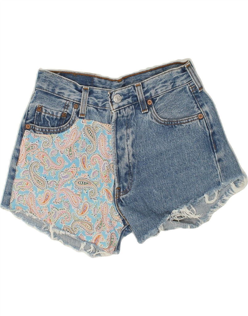 LEVI'S Womens 501 Denim Shorts W28 Medium Blue Patchwork Cotton | Vintage Levi's | Thrift | Second-Hand Levi's | Used Clothing | Messina Hembry 