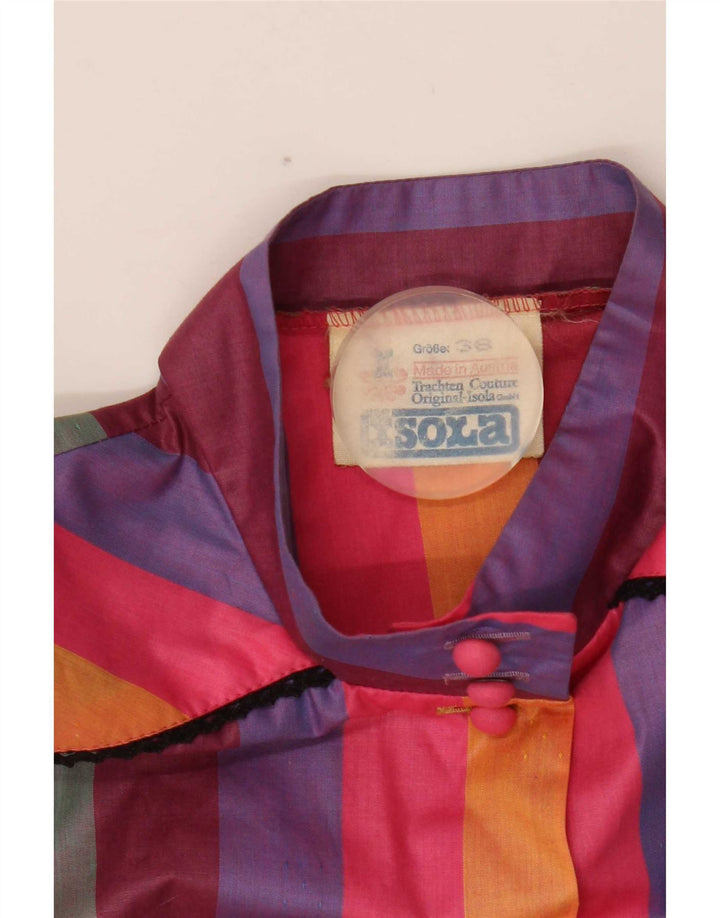 Vintage Womens Short Sleeve Shirt Blouse EU 38 Medium Multicoloured Striped