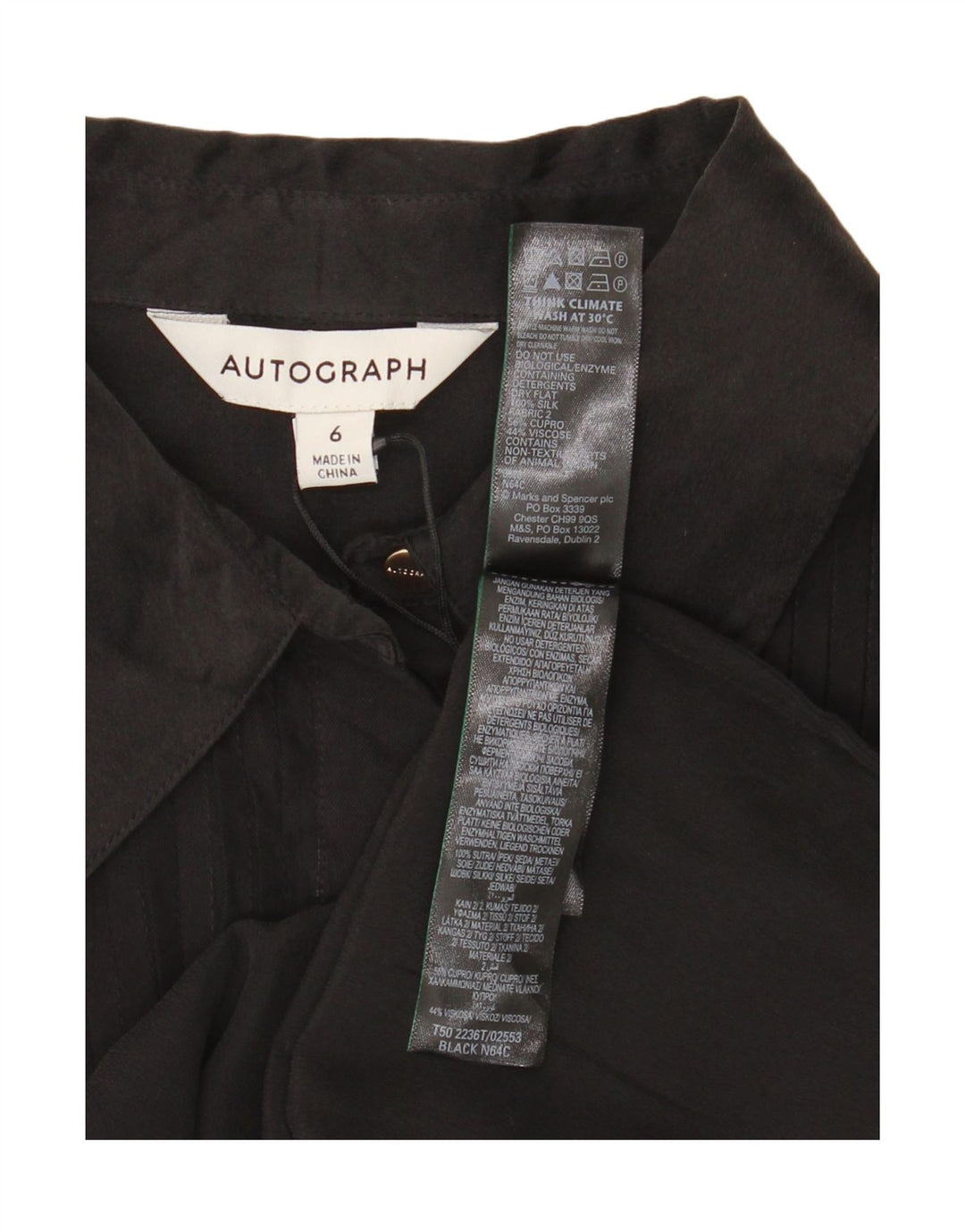 Autograph  Womens Formal Shirt UK 6 XS Black Silk