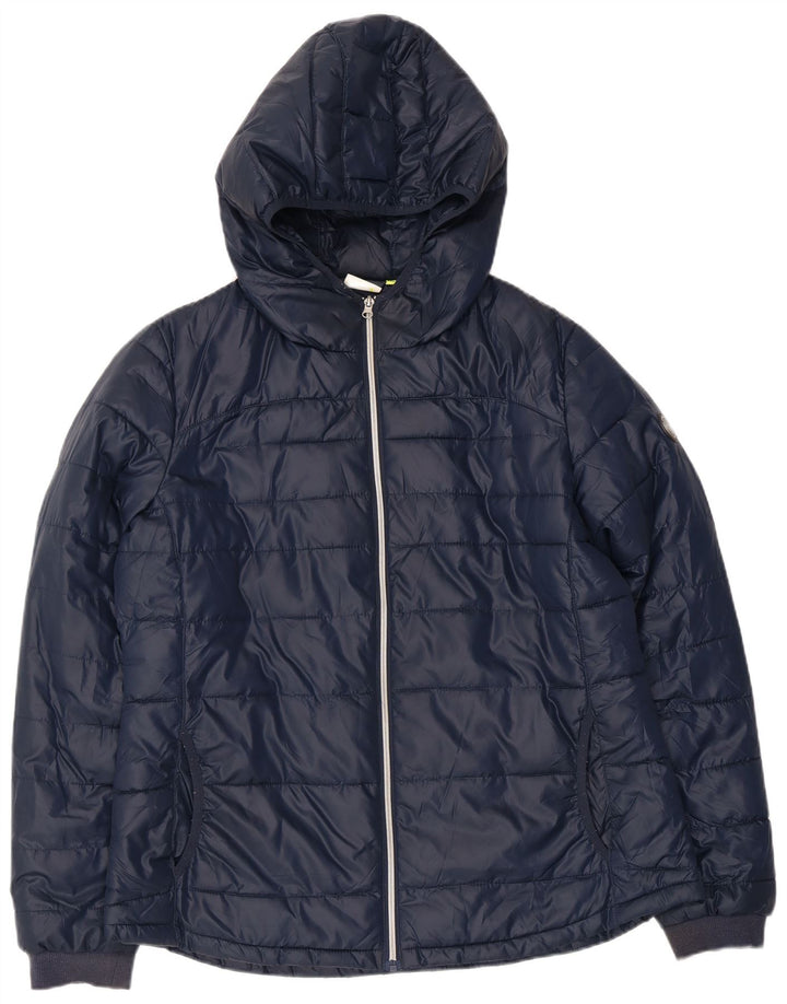 Diadora Womens Hooded Padded Jacket UK 20 2XL Navy Blue Polyester