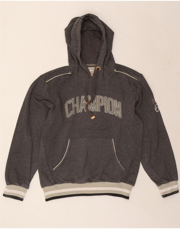CHAMPION Womens Graphic Hoodie Jumper UK 16 Large Grey Cotton