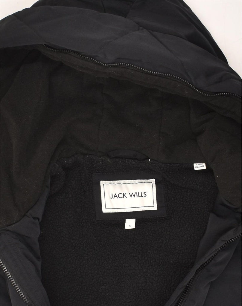 JACK WILLS Mens Hooded Utility Jacket UK 36 Small Black Polyester | Vintage Jack Wills | Thrift | Second-Hand Jack Wills | Used Clothing | Messina Hembry 