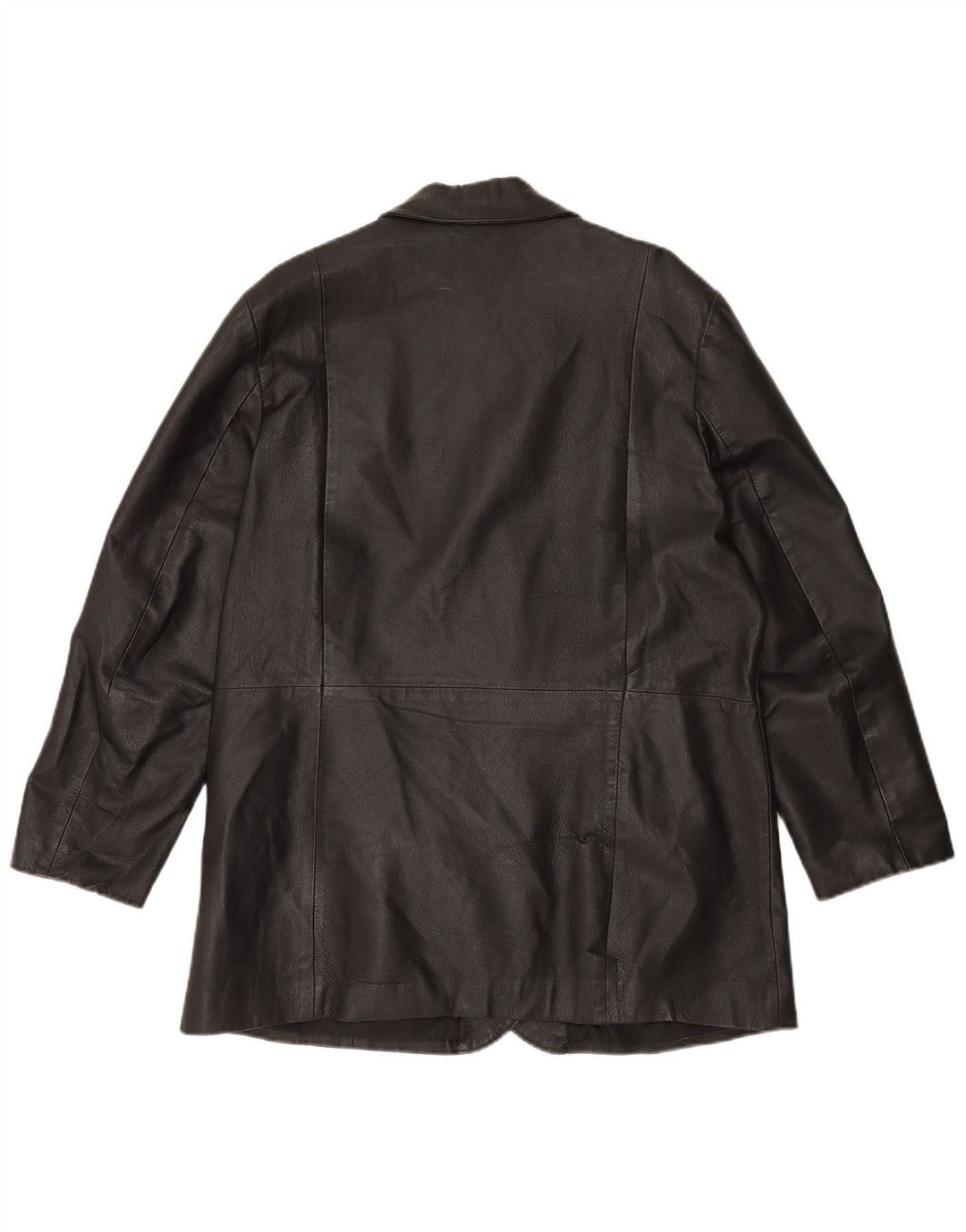 Vintage Womens 3 Button Leather Blazer Jacket UK 20 2XL  Black Leather