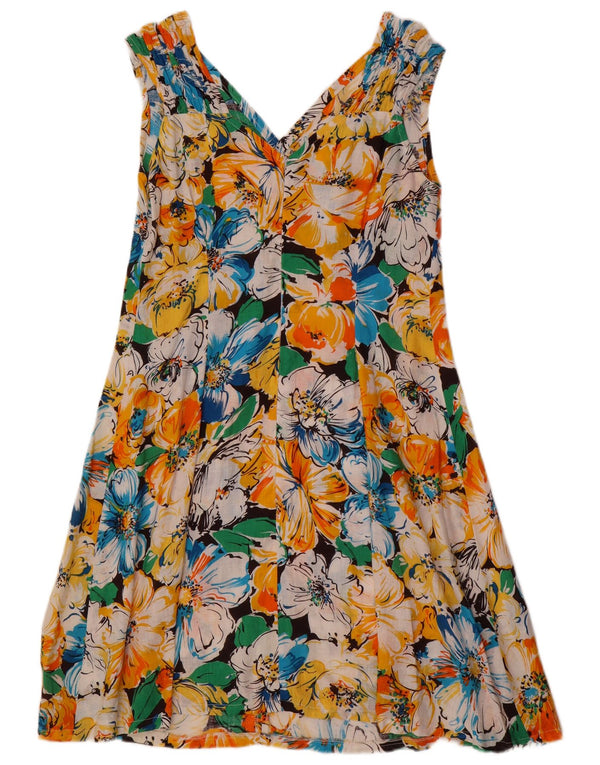 Vintage Womens Sleeveless A-Line Dress UK 12 Medium Multicoloured Floral