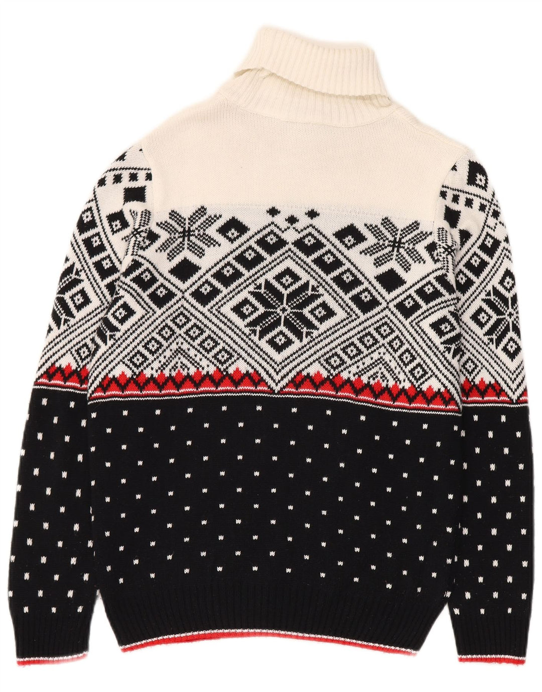 Vintage Mens Roll Neck Jumper Sweater Small Black Fair Isle