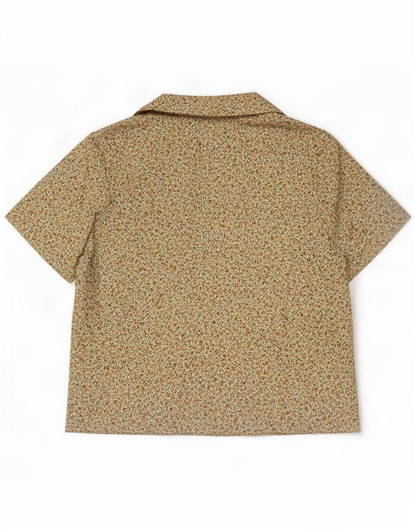 Vintage Womens Short Sleeve Shirt UK 14 Medium Beige Floral