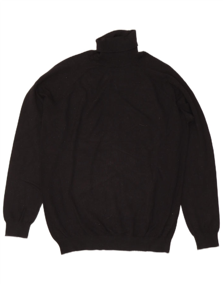 Zara Mens Roll Neck Jumper Sweater Large Black Viscose