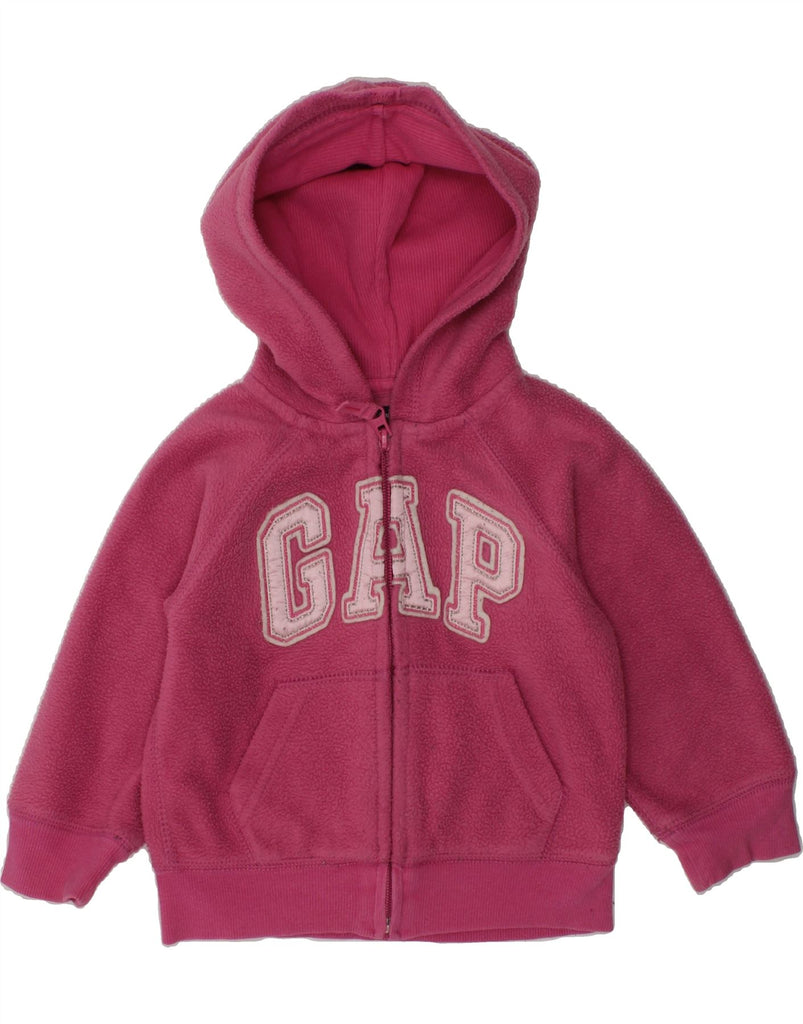 GAP Baby Girls Graphic Hooded Fleece Jacket 18-24 Months Pink Polyester | Vintage Gap | Thrift | Second-Hand Gap | Used Clothing | Messina Hembry 