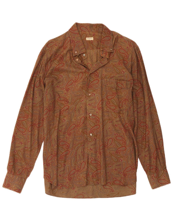 Pizzarotti Mens Shirt Medium Brown Paisley