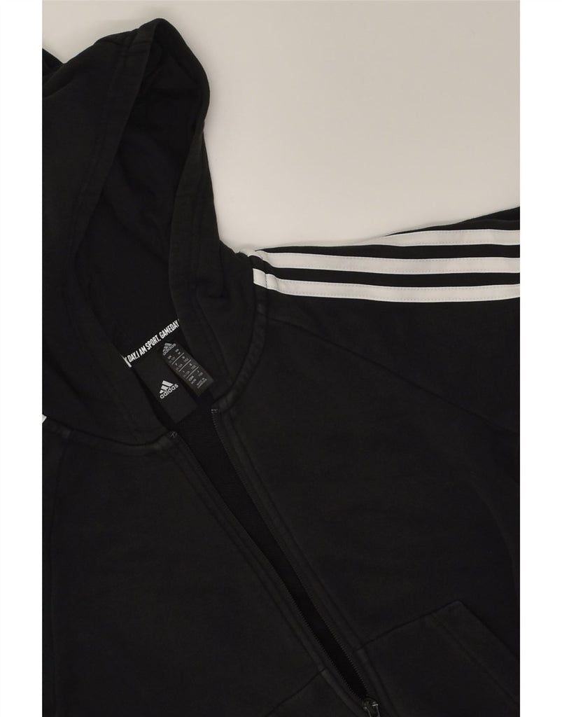 ADIDAS Boys Zip Hoodie Sweater 11-12 Years Black Cotton | Vintage Adidas | Thrift | Second-Hand Adidas | Used Clothing | Messina Hembry 