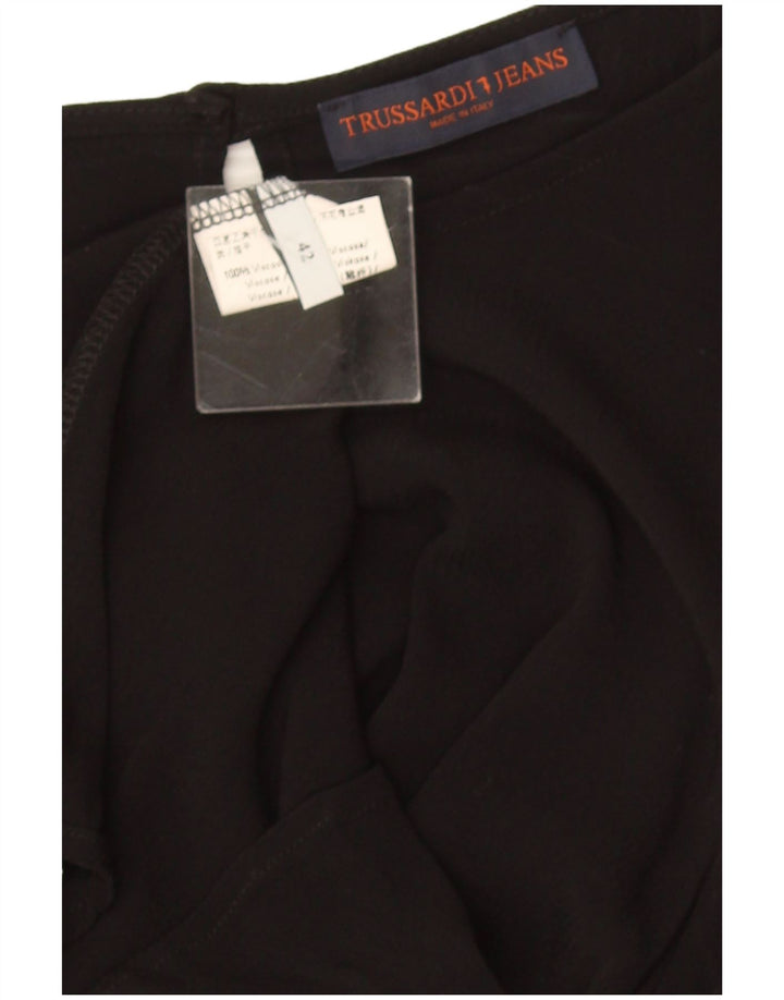 Trussardi Jeans Womens Long Sleeve Blouse Top IT 42 Medium Black Viscose