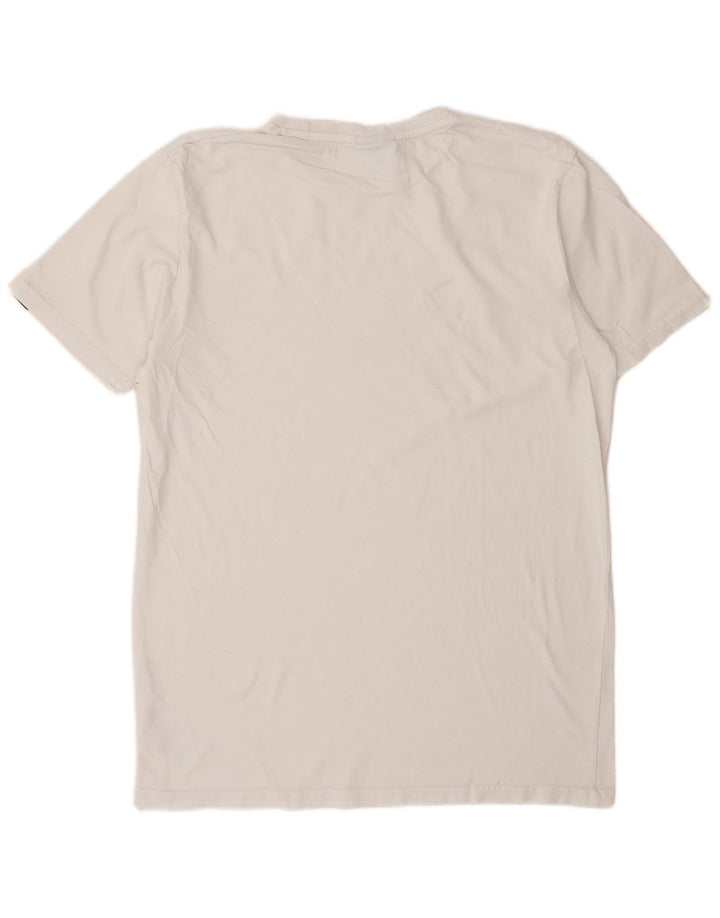 ELLESSE Mens Graphic T-Shirt Top Small White Striped Cotton