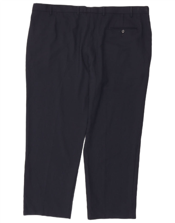 Marks & Spencer Mens Regular Fit Suit Trousers W46 L31 Navy Blue Polyester