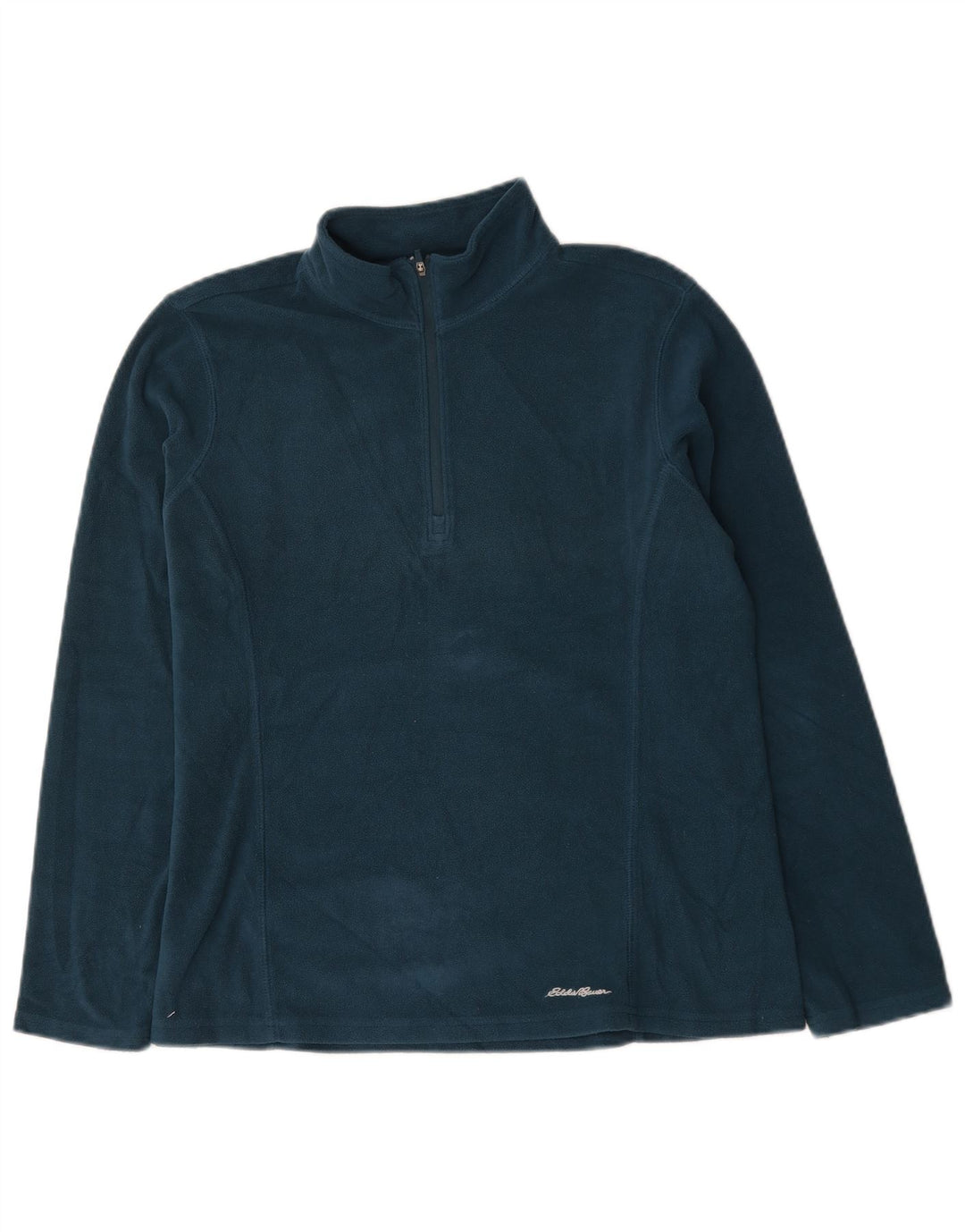 Eddie Bauer Womens Zip Neck Fleece Jumper UK 16 Large Blue Polyester