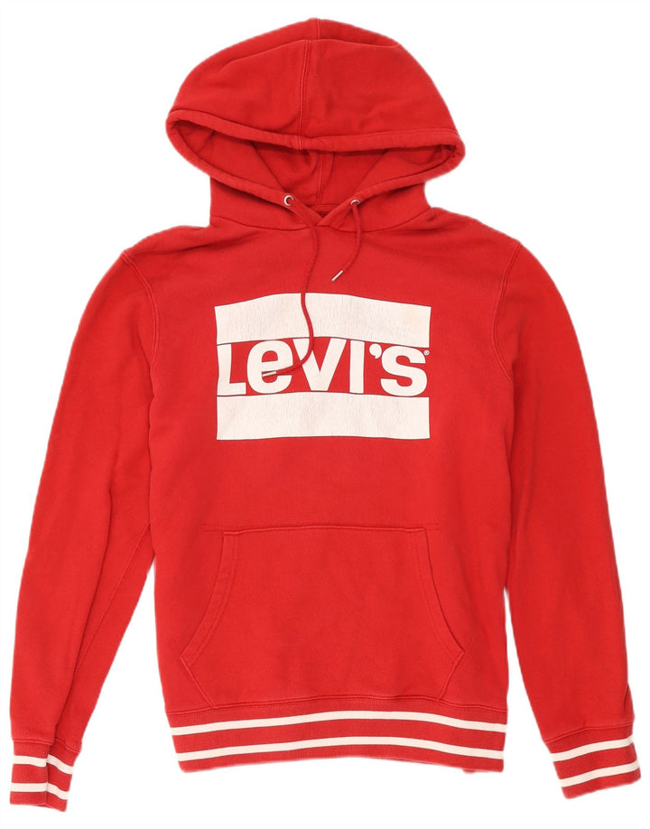 Levi's Mens Graphic Hoodie Jumper Medium Red Colourblock Cotton