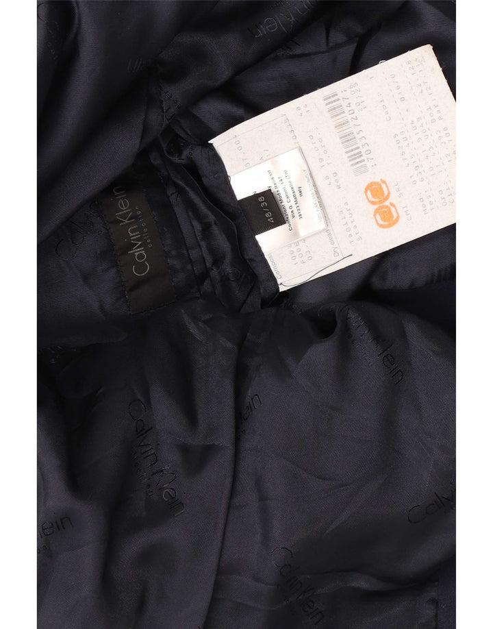 Calvin Klein Mens 1 Button Blazer Jacket IT 48 Medium Navy Blue Wool
