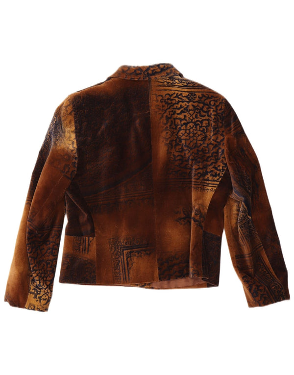 Taifun Womens Velvet 4 Button Blazer Jacket UK 12 Medium Brown Paisley