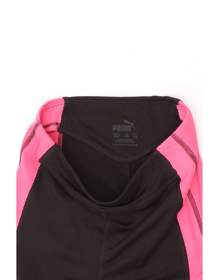 Puma Girls Graphic Capri Leggings 7-8 Years Black Colourblock Polyester