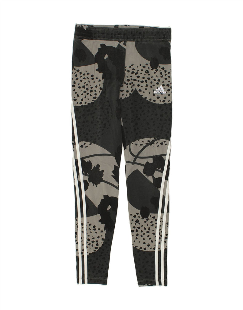 ADIDAS Girls Abstract Pattern Leggings 14-15 Years  Grey Cotton | Vintage Adidas | Thrift | Second-Hand Adidas | Used Clothing | Messina Hembry 
