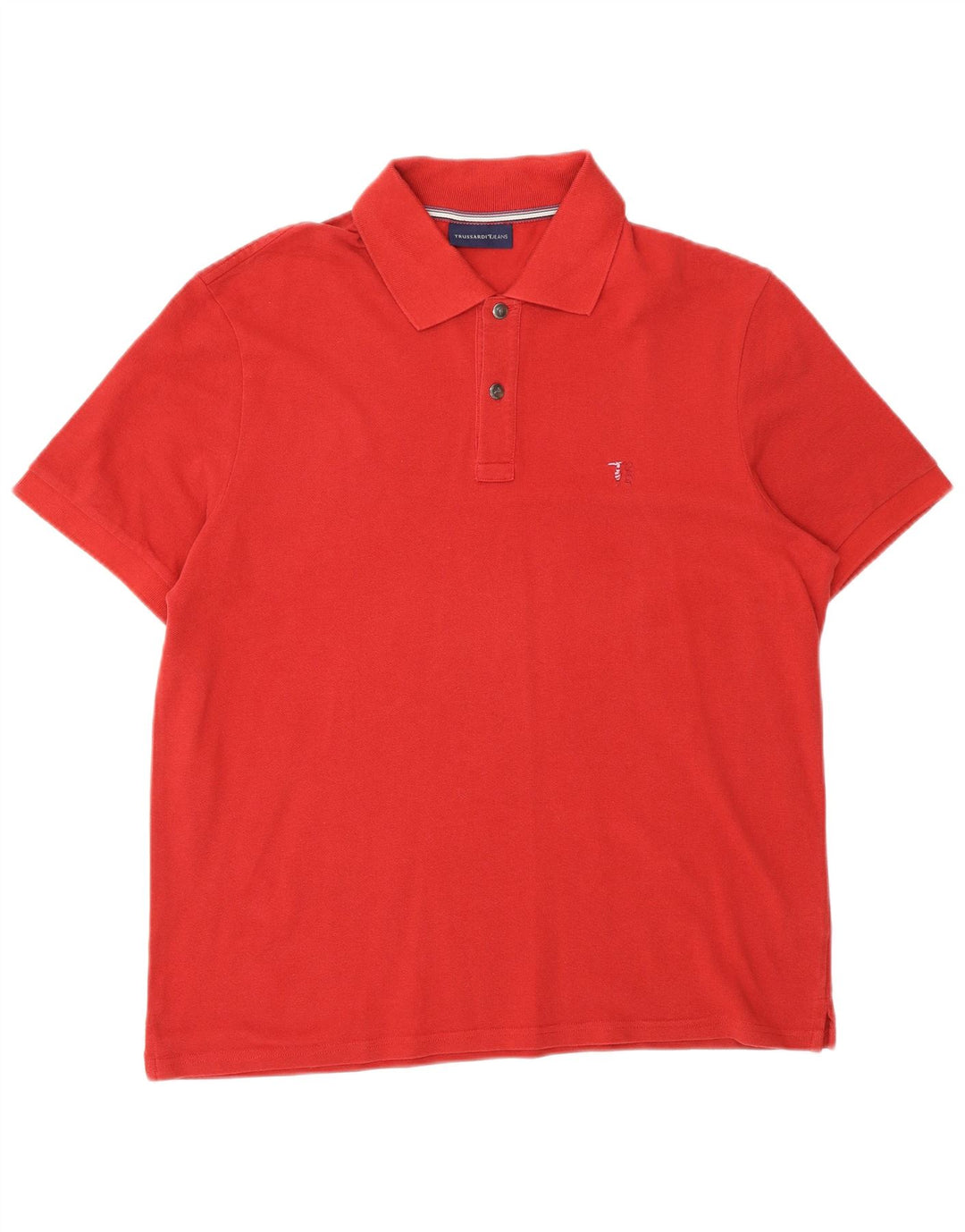 TRUSSARDI JEANS Mens Polo Shirt XL Red Cotton