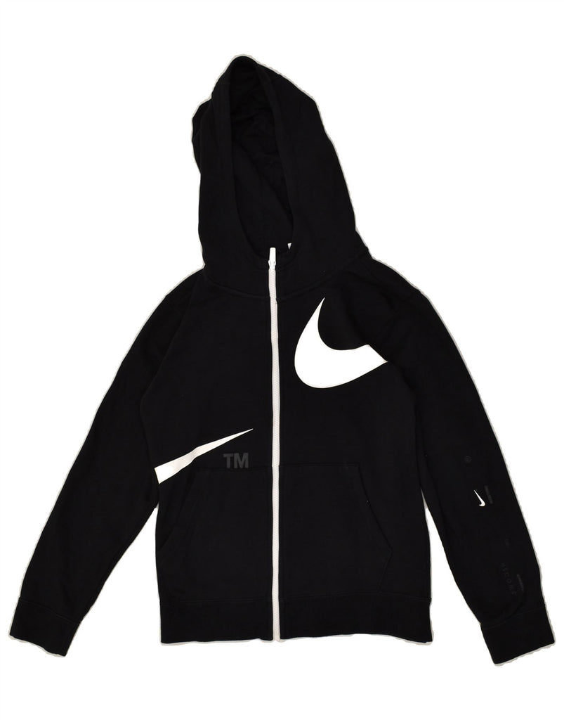 NIKE Boys Graphic Zip Hoodie Sweater 12-13 Years Large Black Cotton | Vintage Nike | Thrift | Second-Hand Nike | Used Clothing | Messina Hembry 