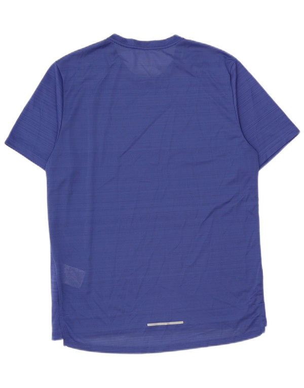 Nike Mens Dri Fit T-Shirt Top Medium Blue Striped Polyester