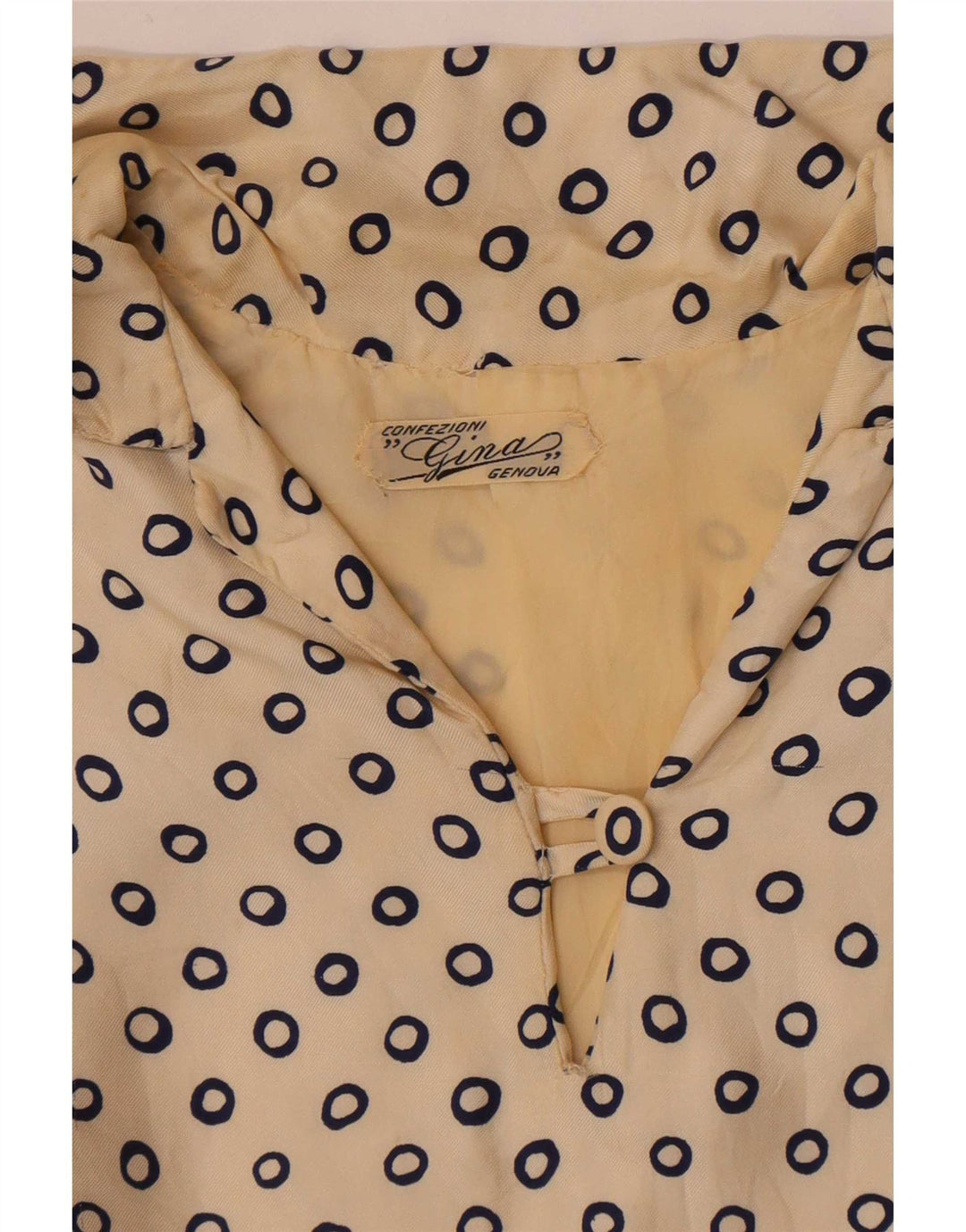 Vintage Womens Crop 3/4 Sleeve Blouse Top UK 12 Medium Beige Spotted
