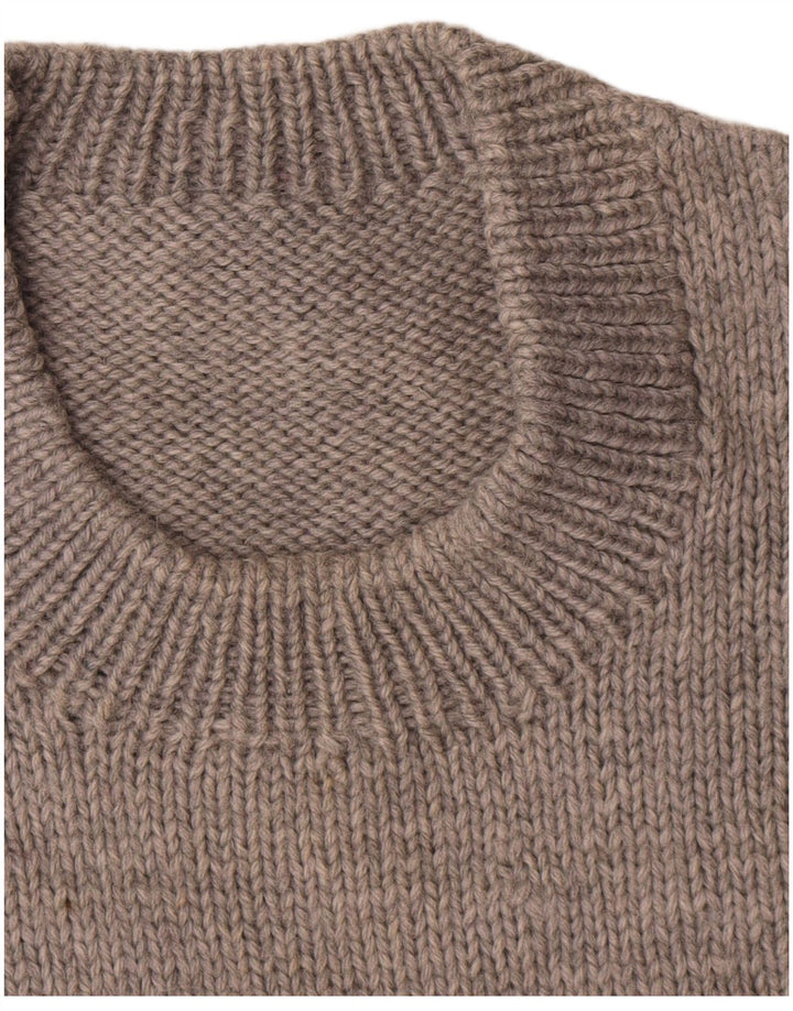 Vintage Womens Crew Neck Jumper Sweater UK 14 Medium Grey Striped