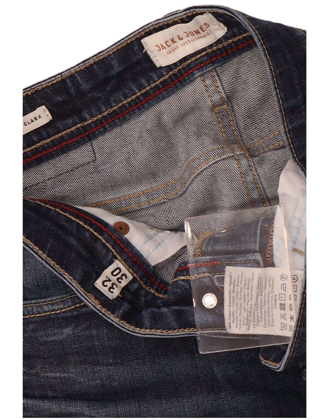Jack & Jones Mens Clark Straight Jeans W32 L30 Blue Cotton