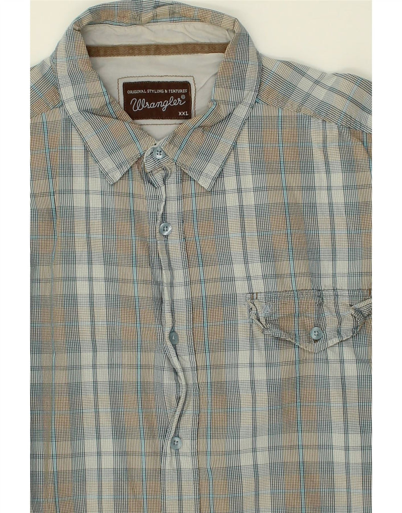 WRANGLER Mens Shirt 2XL Grey Check Cotton | Vintage Wrangler | Thrift | Second-Hand Wrangler | Used Clothing | Messina Hembry 