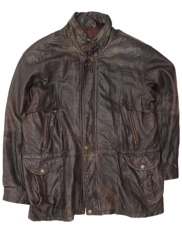 Vintage Mens Leather Jacket UK 44 2XL Black Leather