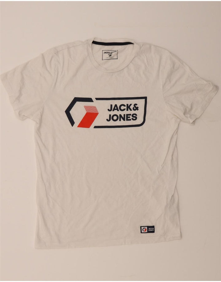 JACK & JONES Mens Graphic T-Shirt Top Large White Cotton Vintage Jack & Jones and Second-Hand Jack & Jones from Messina Hembry 