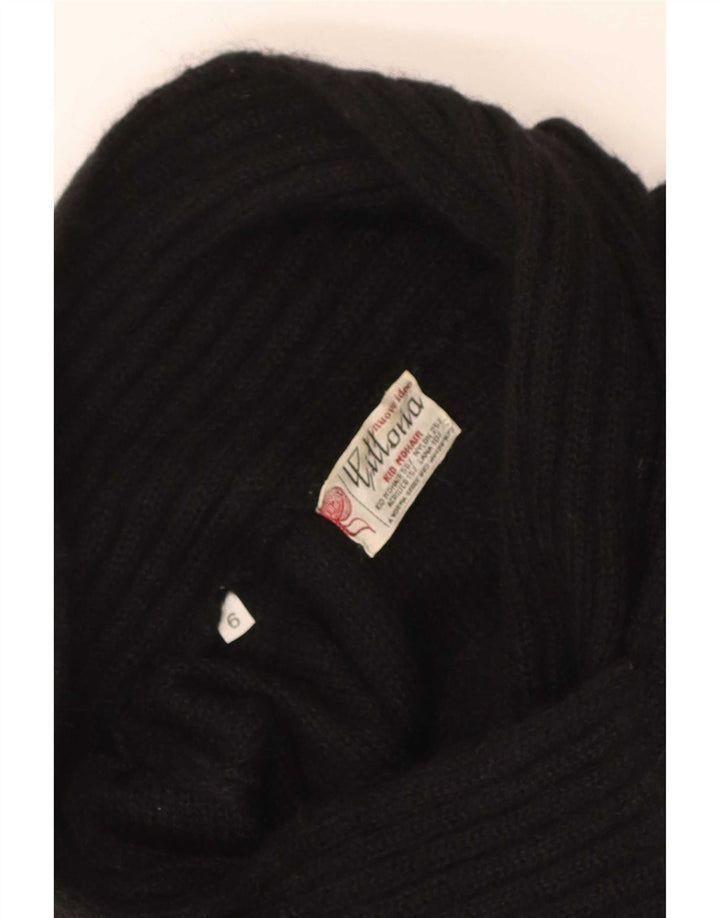 Vintage Womens Shawl Neck Jumper Sweater US 6 Medium Black Mohair